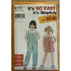 Simplicity Pattern 9173 Child's Overalls & Knit‎ Top Cut Complete To Size 2